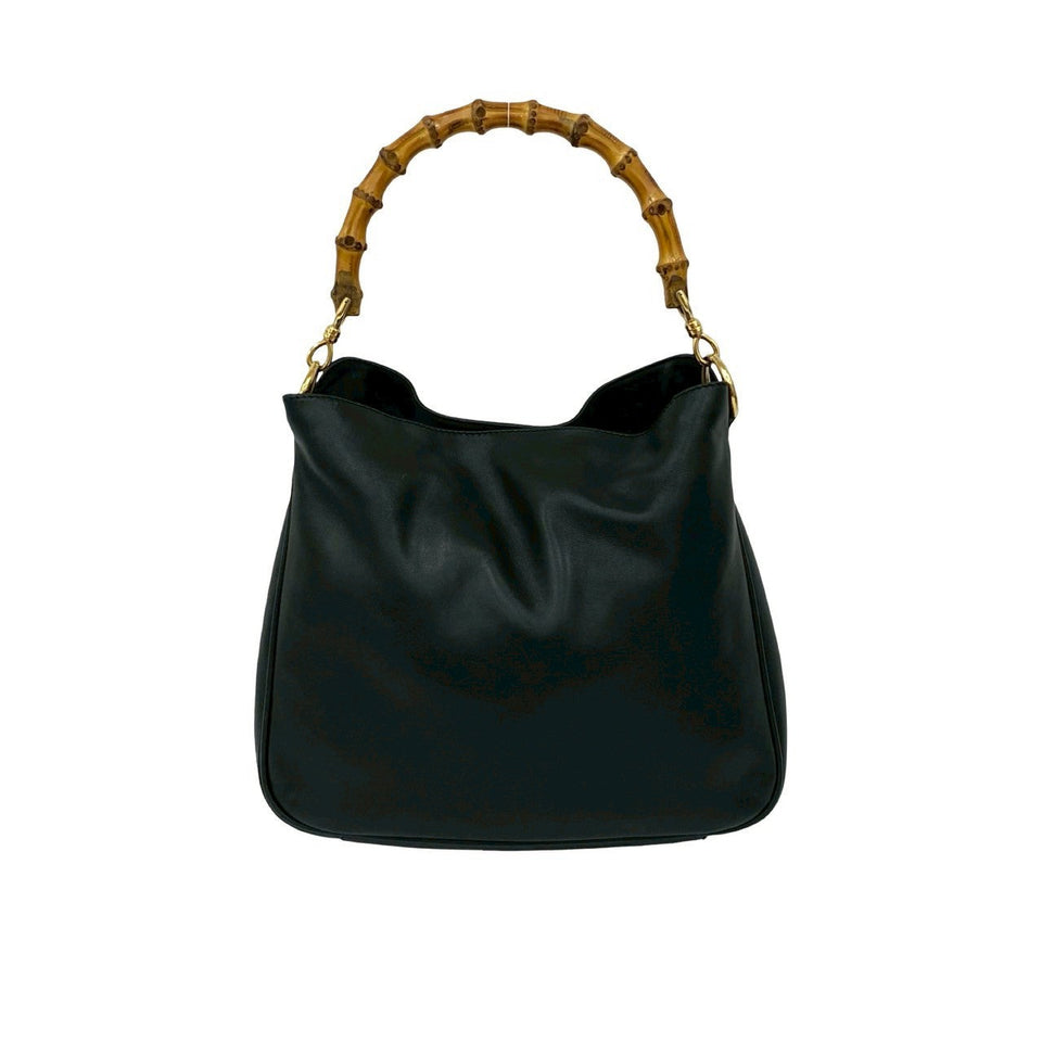 Gucci Shoulder Bag leather black Bamboo