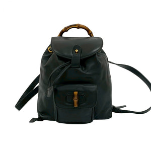 Gucci Backpack leather black Bamboo
