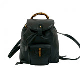 Gucci Backpack leather black Bamboo