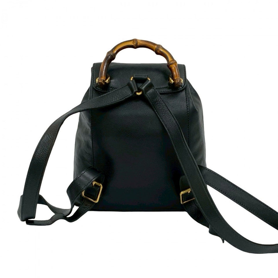 Gucci Backpack leather black Bamboo