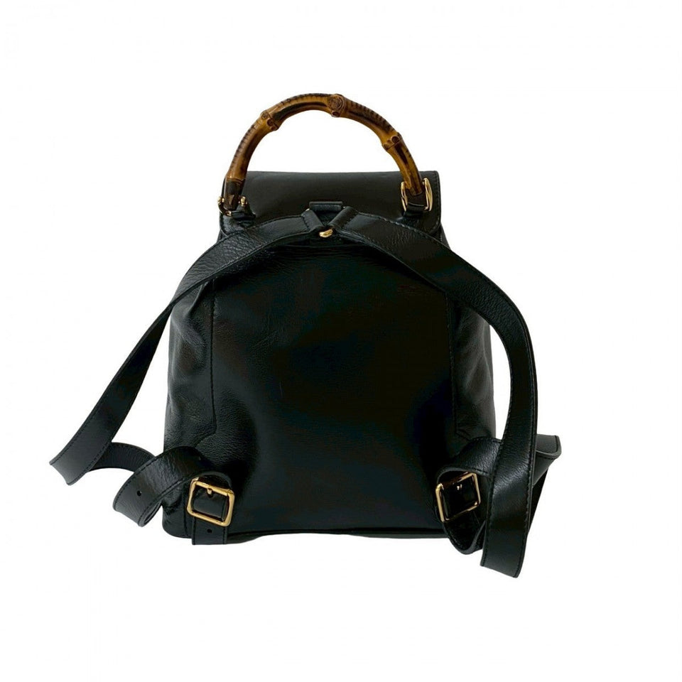 Gucci Backpack leather black Bamboo