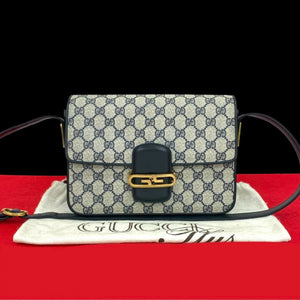 Gucci Shoulder Bag leather Navy