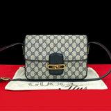 Gucci Shoulder Bag leather Navy