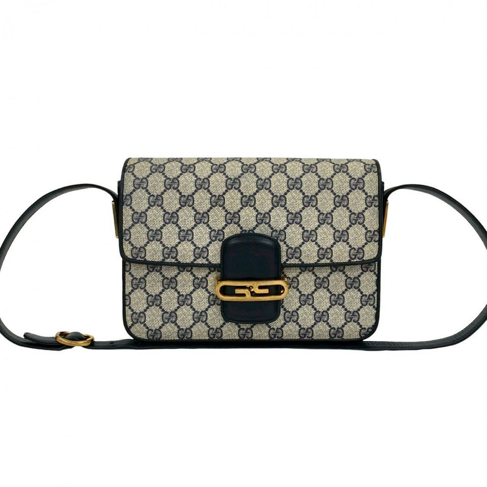 Gucci Shoulder Bag leather Navy