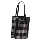 Luxury BurberrySs Nova Check Blue Label Tote Bag Nylon Leather Black Auth 83195