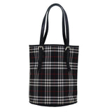 Luxury BurberrySs Nova Check Blue Label Tote Bag Nylon Leather Black Auth 83195