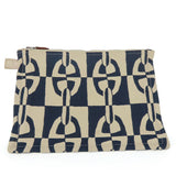 Hermes Pouch canvas Navy Chene Dunkle Truth Flat GM Women