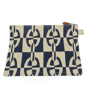 Hermes Pouch canvas Navy Chene Dunkle Truth Flat GM Women
