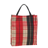 Luxury Burberry Nova Check Hand Bag Canvas Red Auth 83204