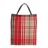 Luxury Burberry Nova Check Hand Bag Canvas Red Auth 83204