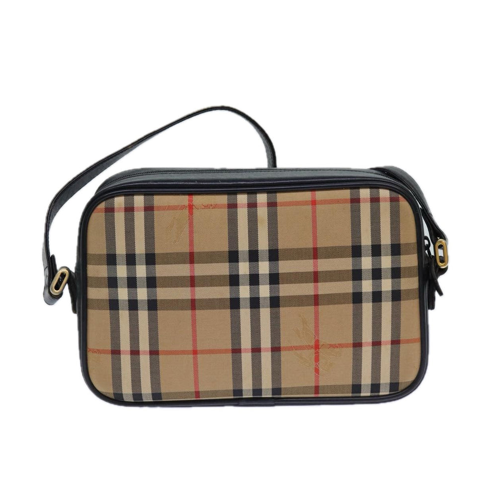 Luxury BurberrySs Nova Check Shoulder Bag Canvas Beige Auth 83237