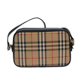 Luxury BurberrySs Nova Check Shoulder Bag Canvas Beige Auth 83237