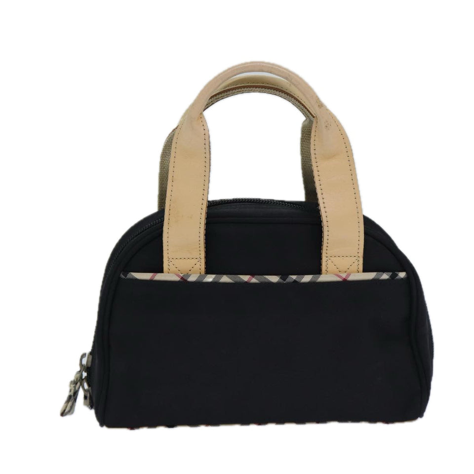 Luxury Burberry Nova Check Hand Bag Nylon Black Auth 83319