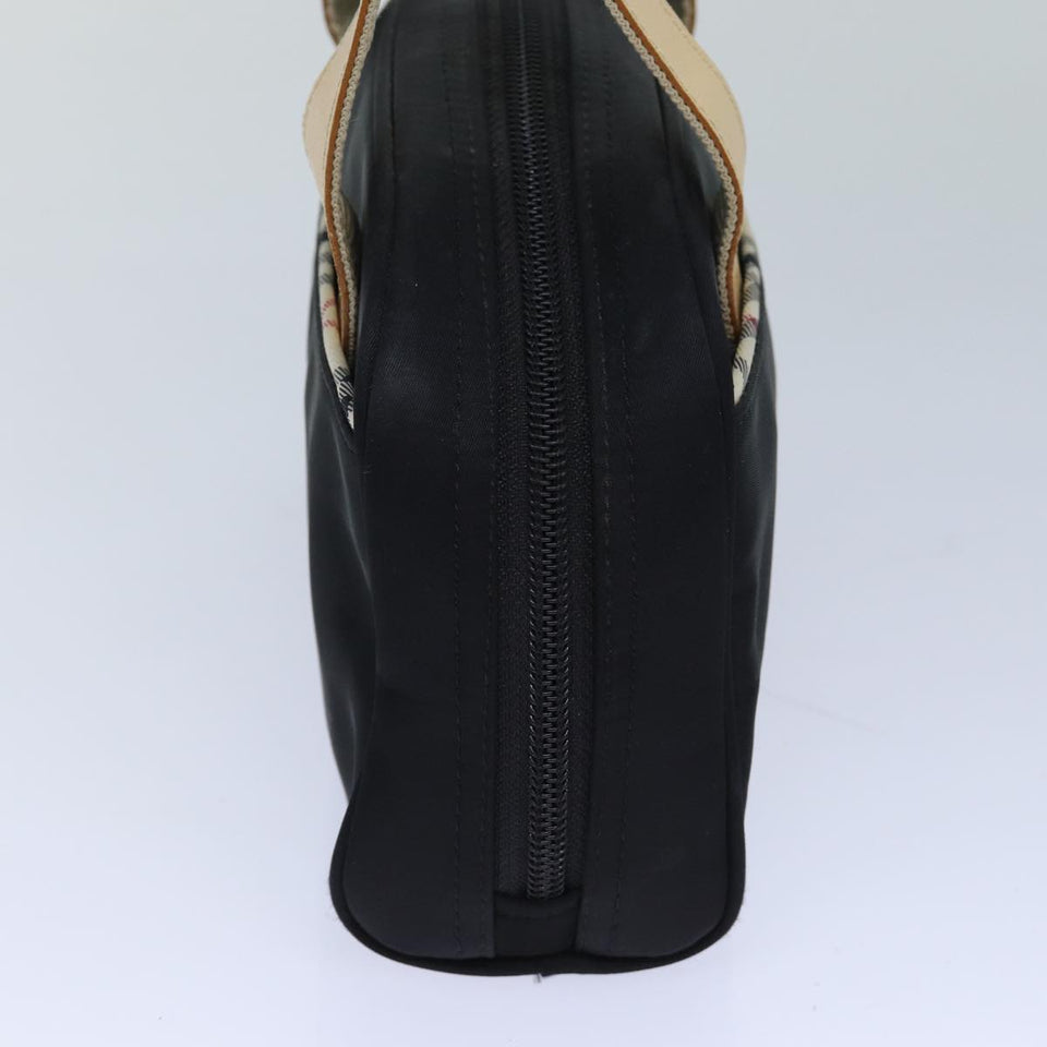 Luxury Burberry Nova Check Hand Bag Nylon Black Auth 83319