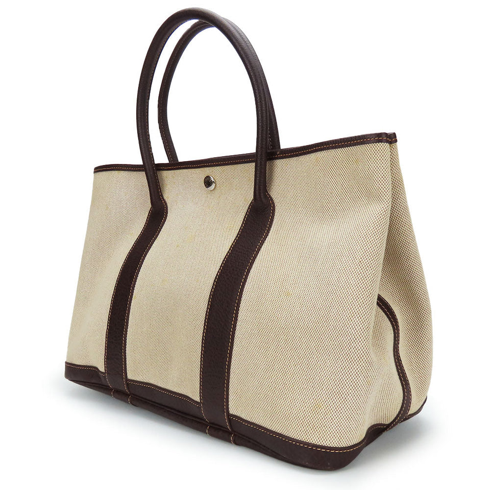 Hermes Handbag Canvas, Leather beige Garden party PM unisex(Unisex)