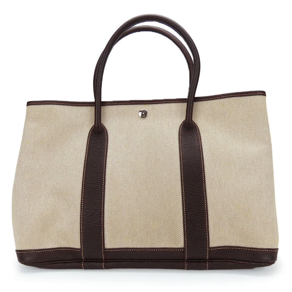 Hermes Handbag Canvas, Leather beige Garden party PM unisex(Unisex)