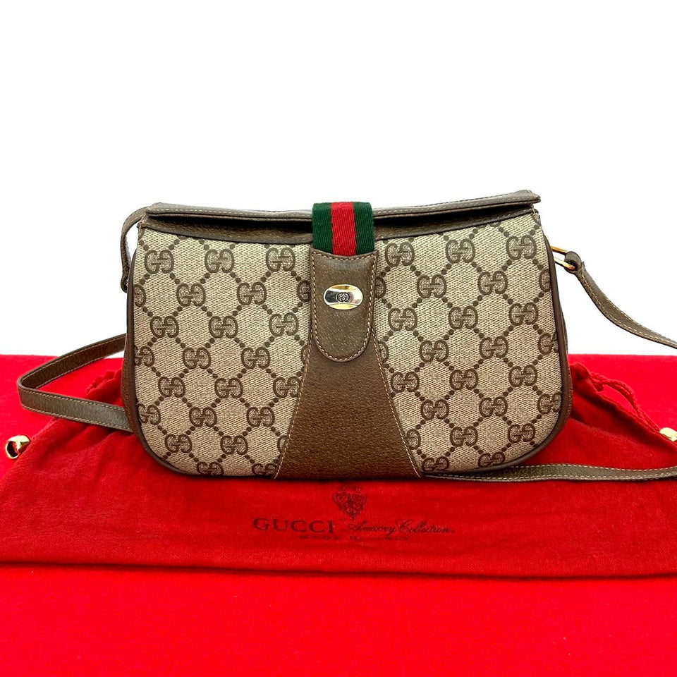 Gucci Shoulder Bag leather Brown Sherry line