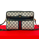 Gucci Shoulder Bag leather Navy Sherry line