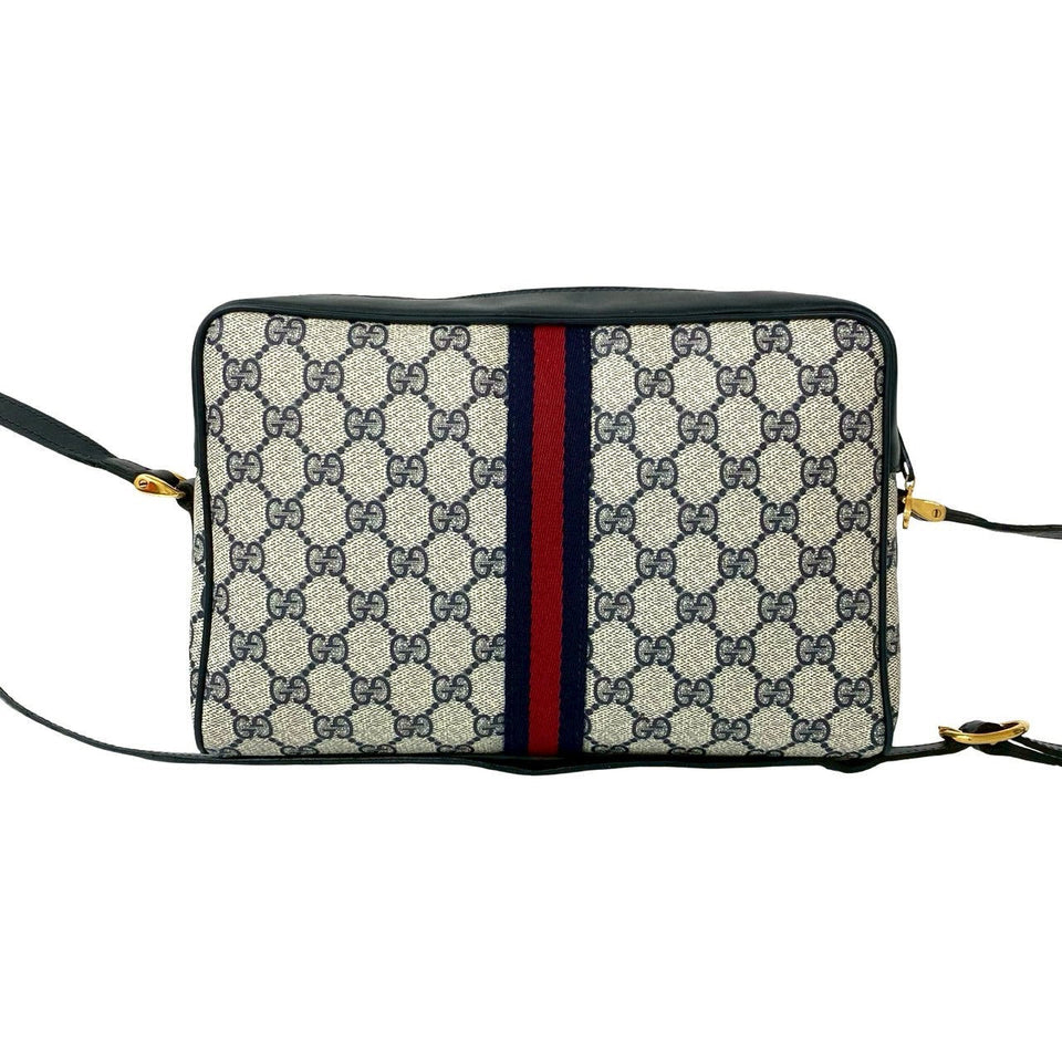 Gucci Shoulder Bag leather Navy Sherry line