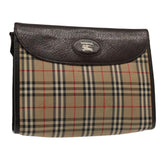 Luxury BurberrySs Nova Check Clutch Bag Canvas Beige Auth 83452