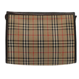 Luxury BurberrySs Nova Check Clutch Bag Canvas Beige Auth 83452