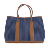 Hermes Tote Bag Denim, Leather Navy Garden party PM unisex(Unisex)