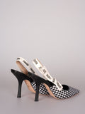 Dior J'ADior Sandals in Black and White Houndstooth Canvas Size 38