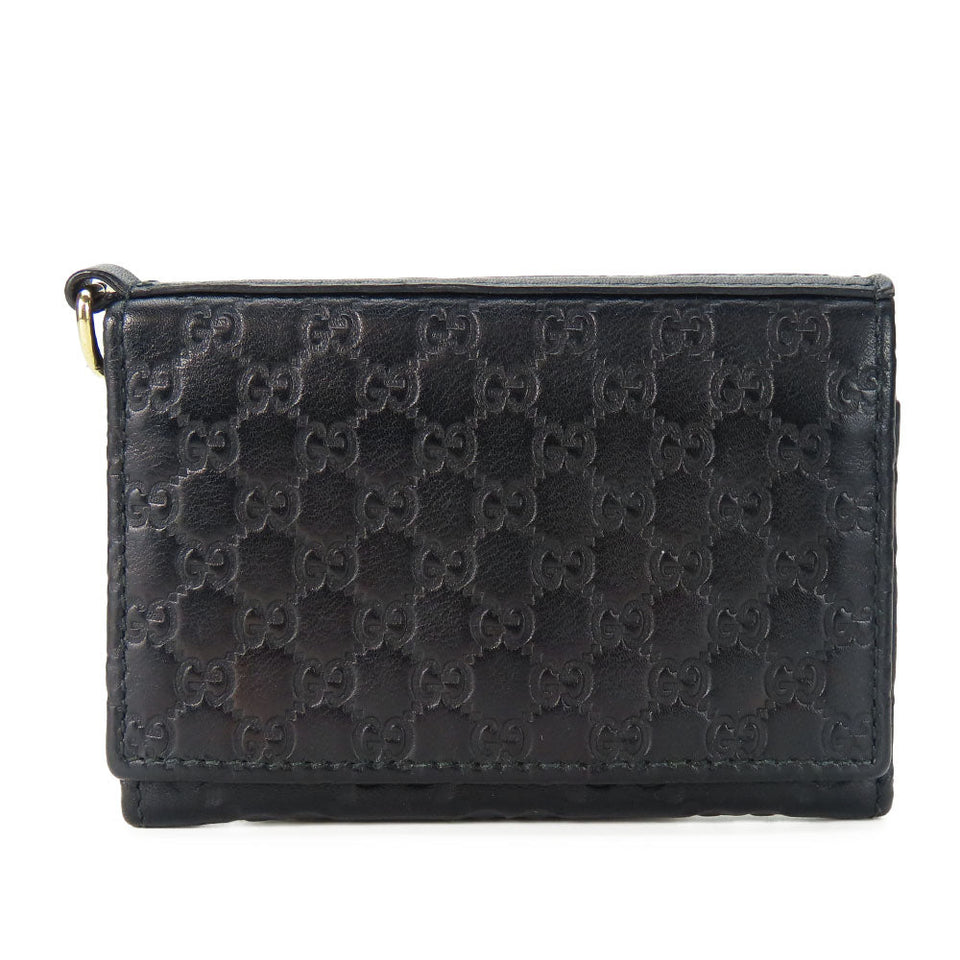 Gucci Card Case 323401 Sima leather black unisex(Unisex)