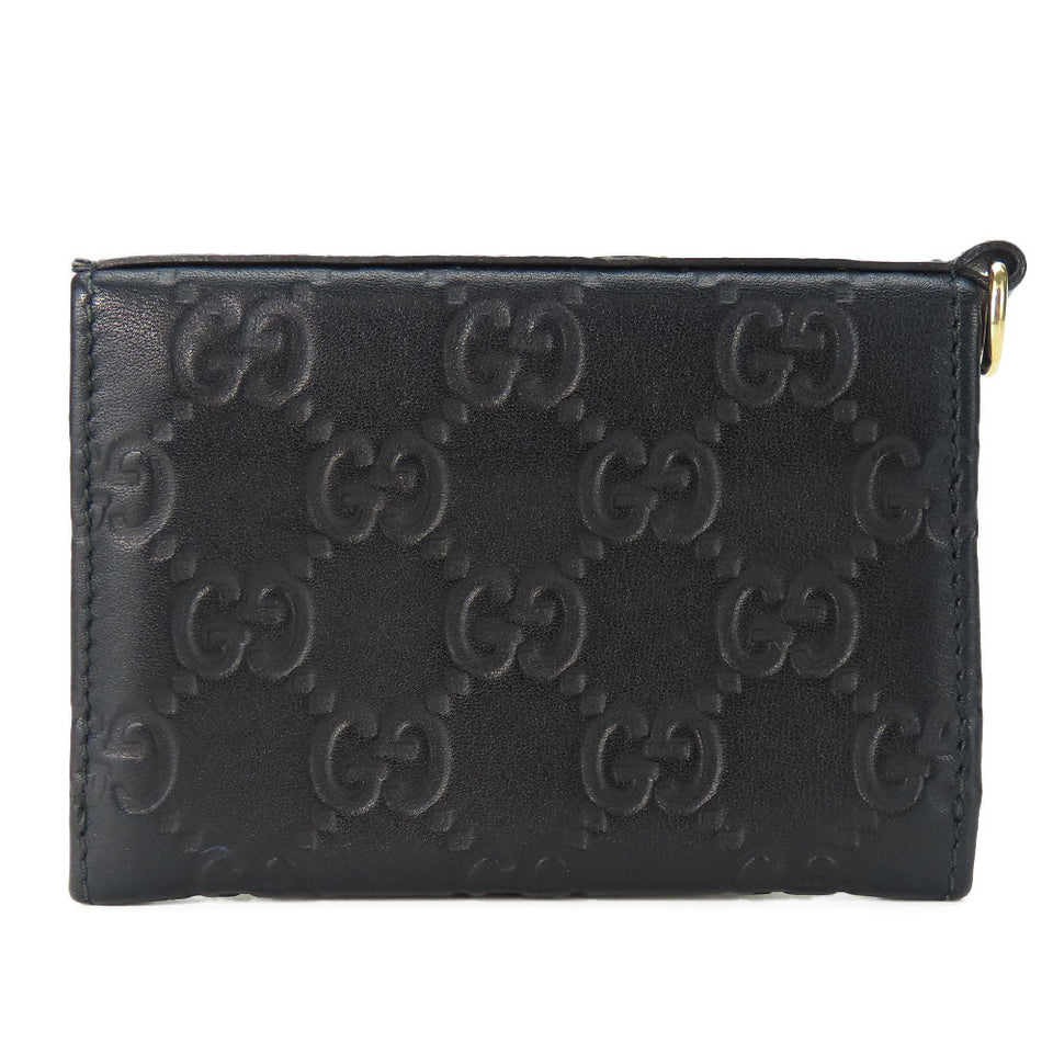 Gucci Card Case 323401 Sima leather black unisex(Unisex)