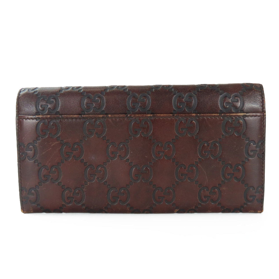 Gucci Bifold Wallet 146229 Sima leather Dark brown