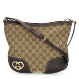 Gucci Shoulder Bag 257072 GG canvas, leather beige Lovely heart Women