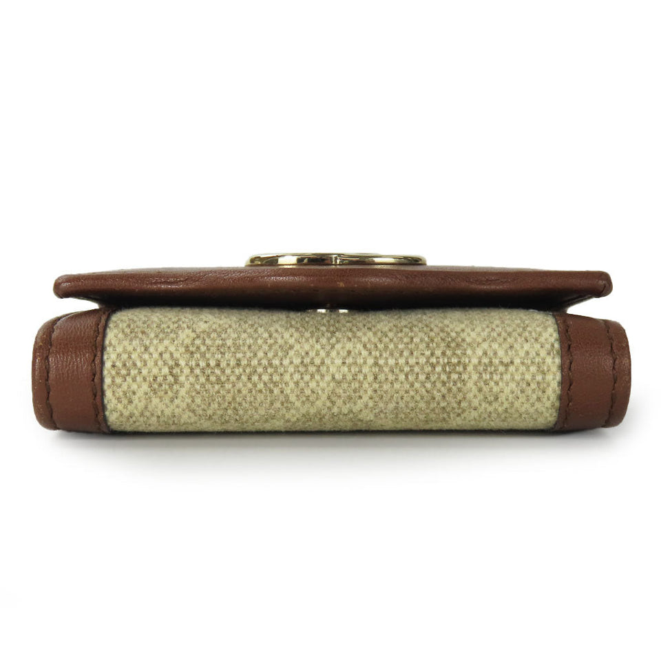 Gucci Key case Key holder  282432 GG Canvas, Calfskin beige Interlocking Women