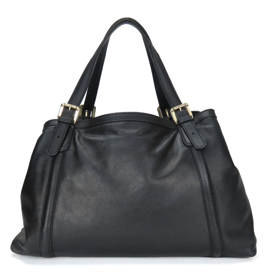 Gucci Tote Bag 162094 leather black Newbrit Double G Women