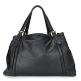 Gucci Tote Bag 162094 leather black Newbrit Double G Women