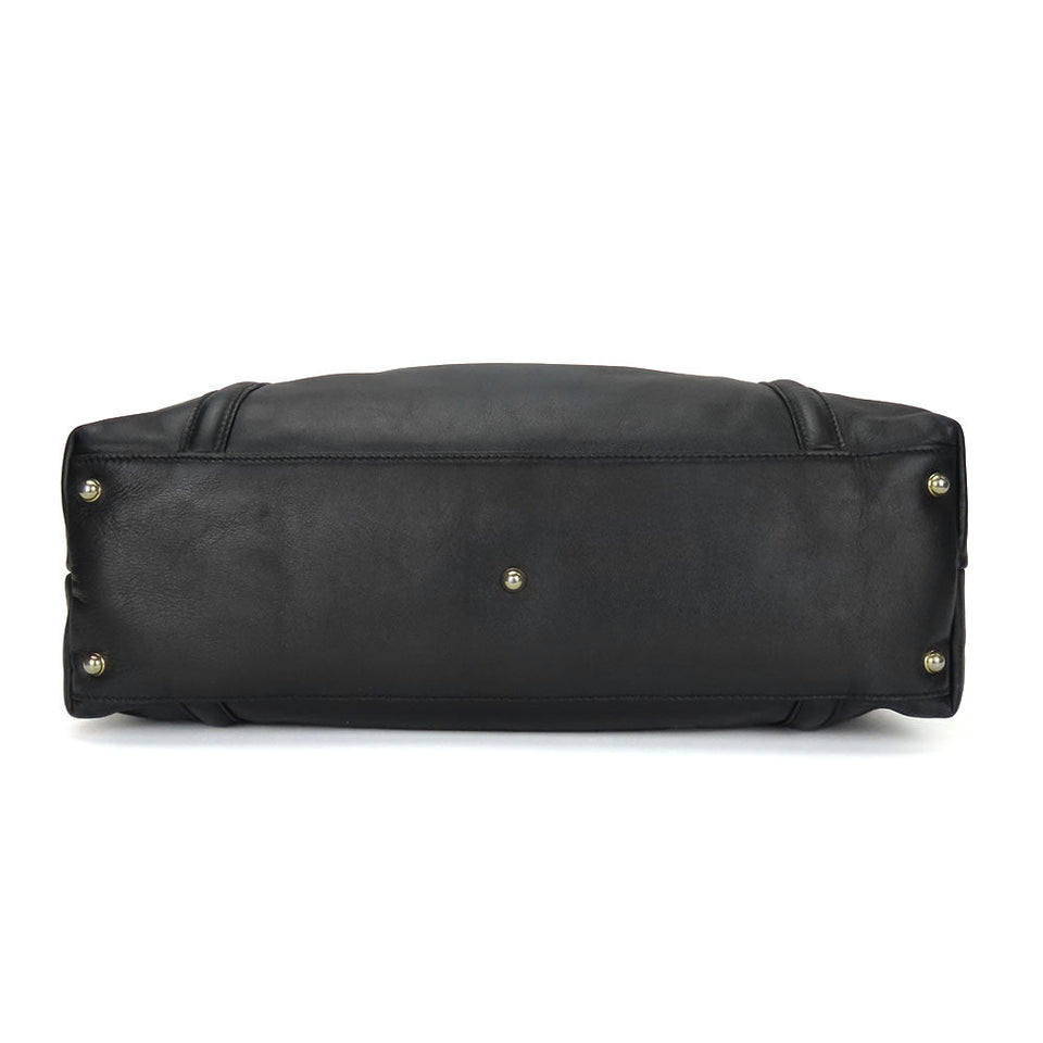 Gucci Tote Bag 162094 leather black Newbrit Double G Women