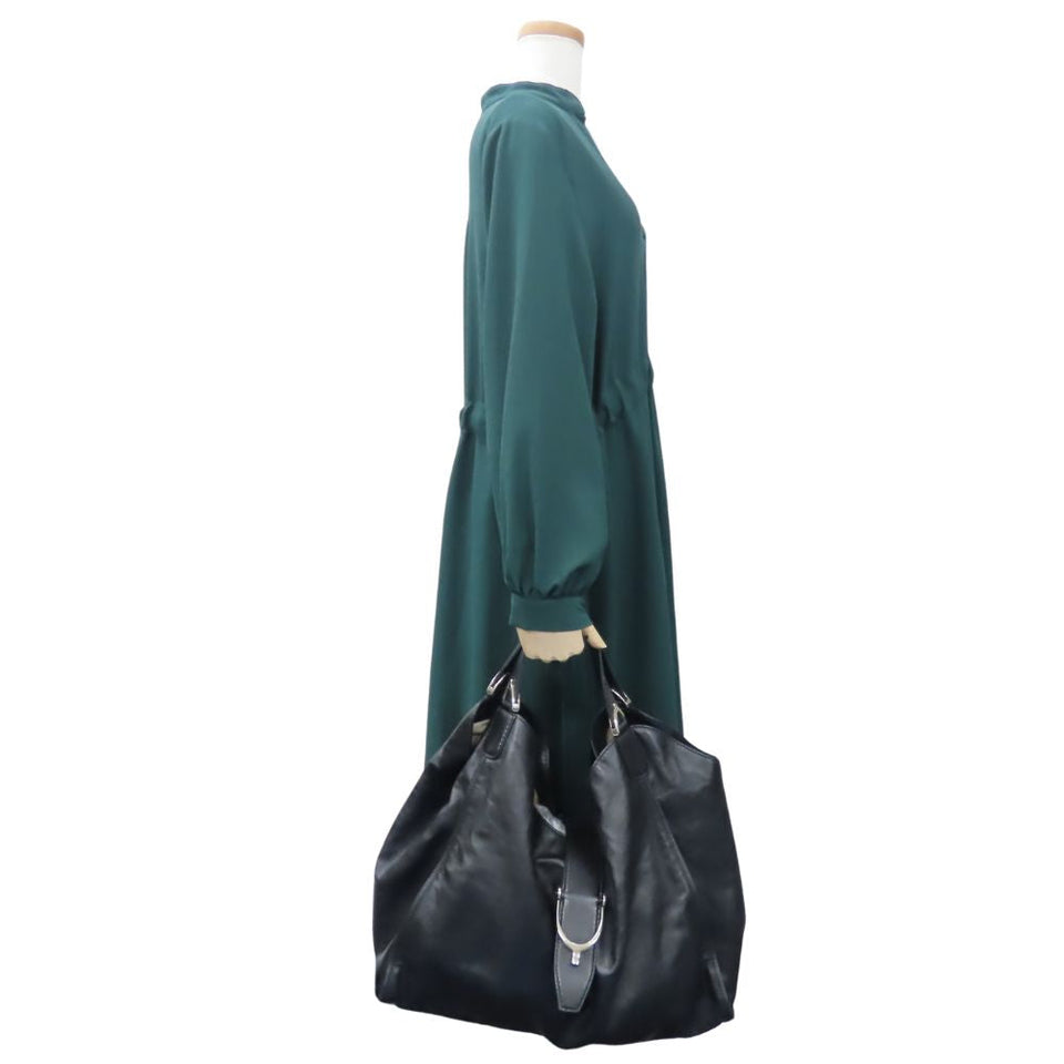 Gucci Tote Bag 296855 leather black Soft stirrup Women