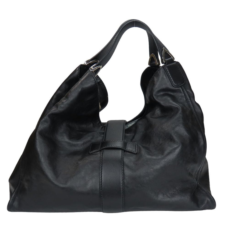 Gucci Tote Bag 296855 leather black Soft stirrup Women