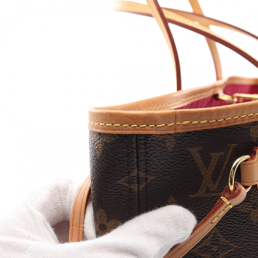 Louis Vuitton Neverfull PM Monogram Pivoine Tote Bag Leather Brown