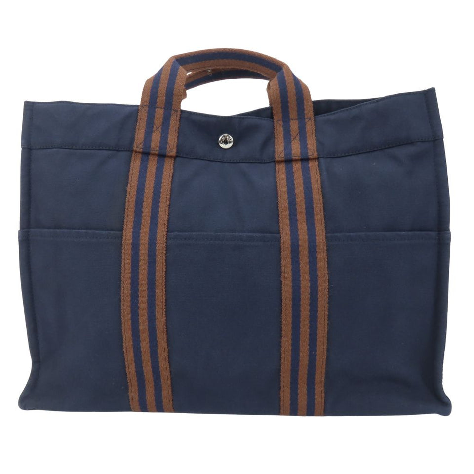 Hermes Tote Bag Cotton canvas Navy Fool ToeMM