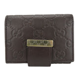 Gucci Card Case 212097 Sima leather Dark brown Women