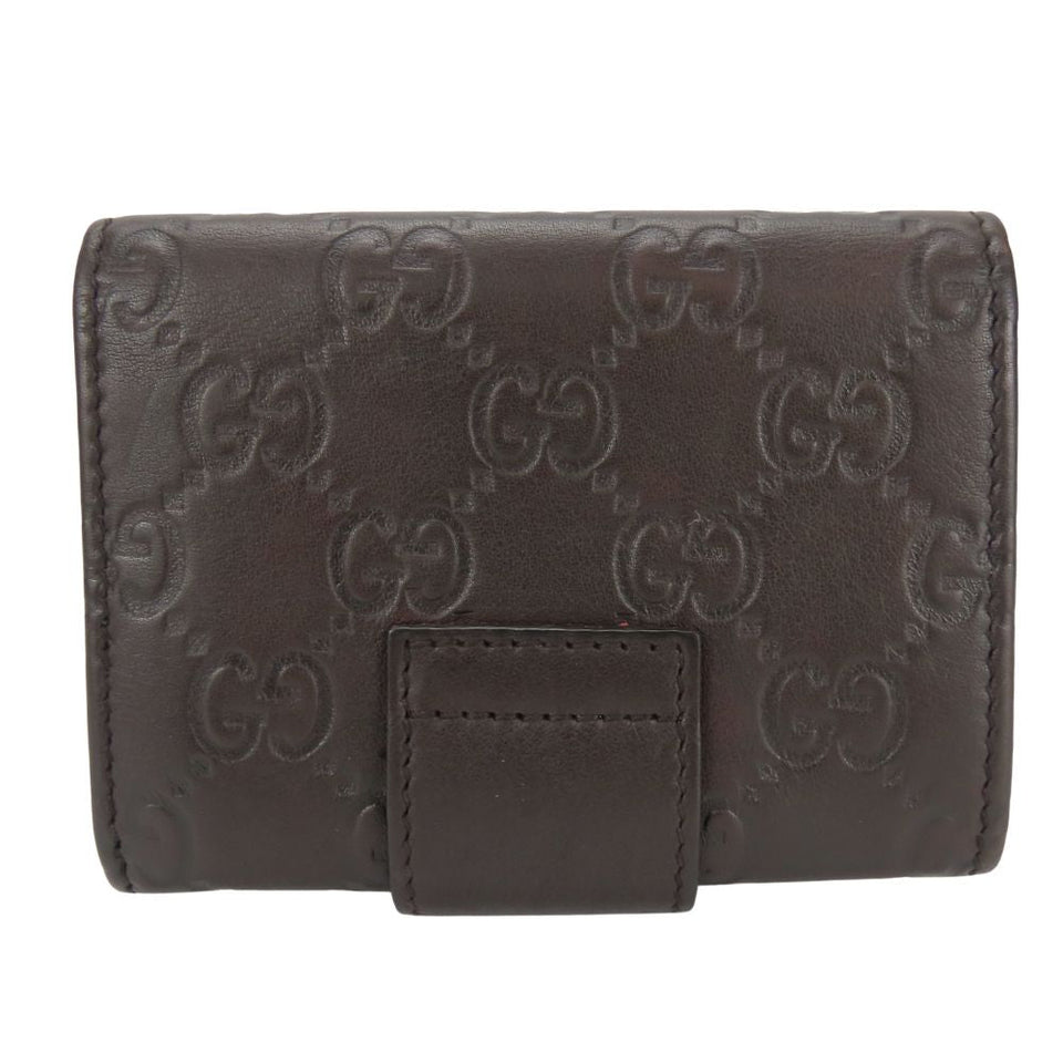 Gucci Card Case 212097 Sima leather Dark brown Women