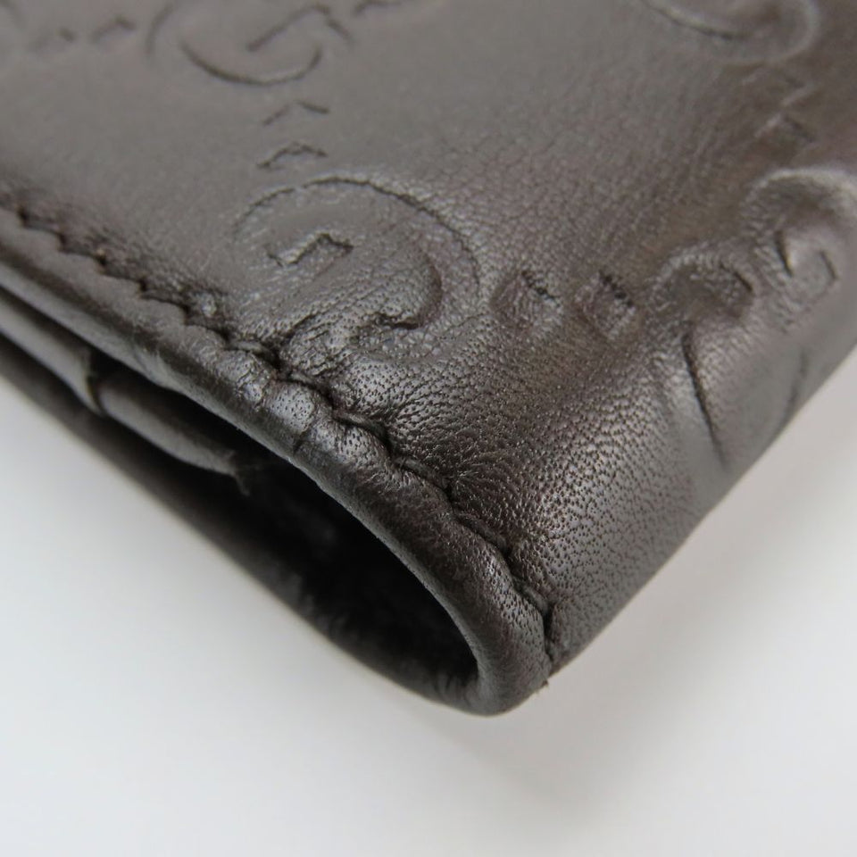 Gucci Card Case 212097 Sima leather Dark brown Women