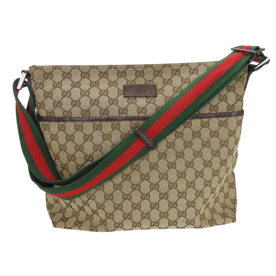 Gucci Shoulder Bag 189751 GG canvas beige schlie line Women