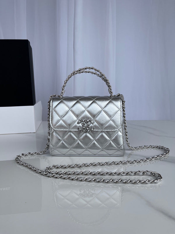 Chanel Silver Mini Quilted Chain Bag – Bags Junction