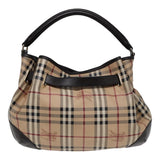 Luxury Burberry Nova Check Hand Bag PVC Leather 2way Beige Brown gold Auth 85543