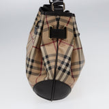 Luxury Burberry Nova Check Hand Bag PVC Leather 2way Beige Brown gold Auth 85543