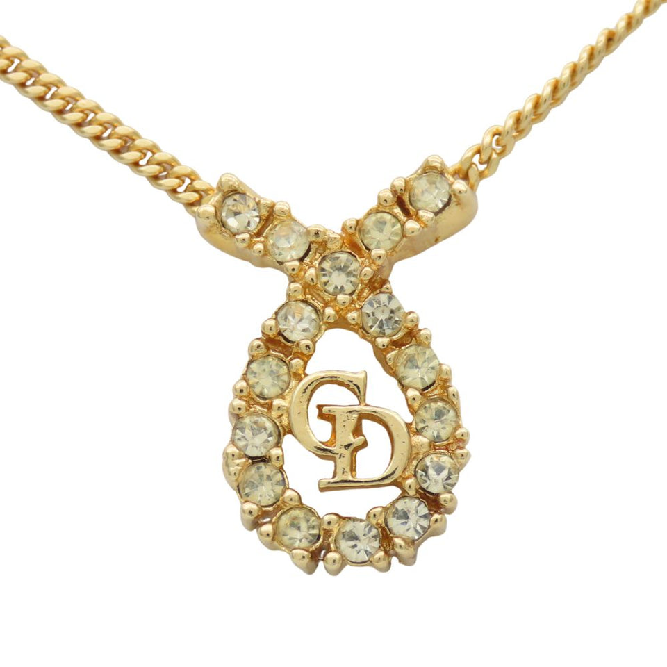 Christian Dior CD Logo Rhinestone Necklace