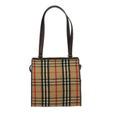 Luxury BurberrySs Nova Check Shoulder Bag Wool Beige Gold Auth 85746