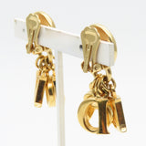 Christian Dior Logo Rhinestone Earrings