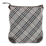 Luxury Burberry Nova Check Shoulder Bag Canvas Gray Silver Auth 86049